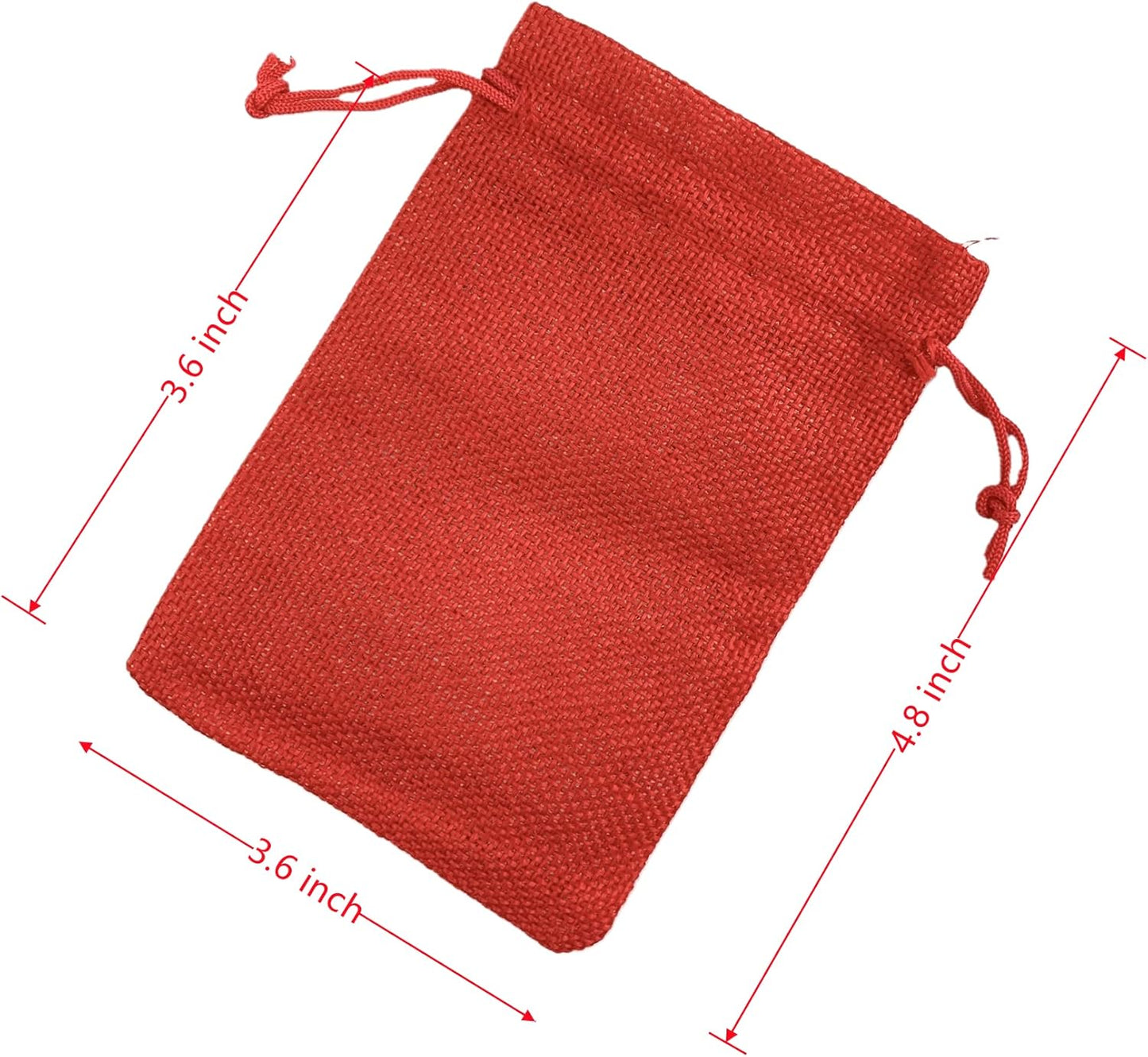 Palmhomee Pack Of 25 Burlap Gift Bags with Drawstring Linen Jewelry Pouches Wedding Hessian Jute Bags for Birthday Jewelry and Treat Pouches Party Wedding Favors Gift Art and DIY Craft   (3.6x4.8 Inch, Red)