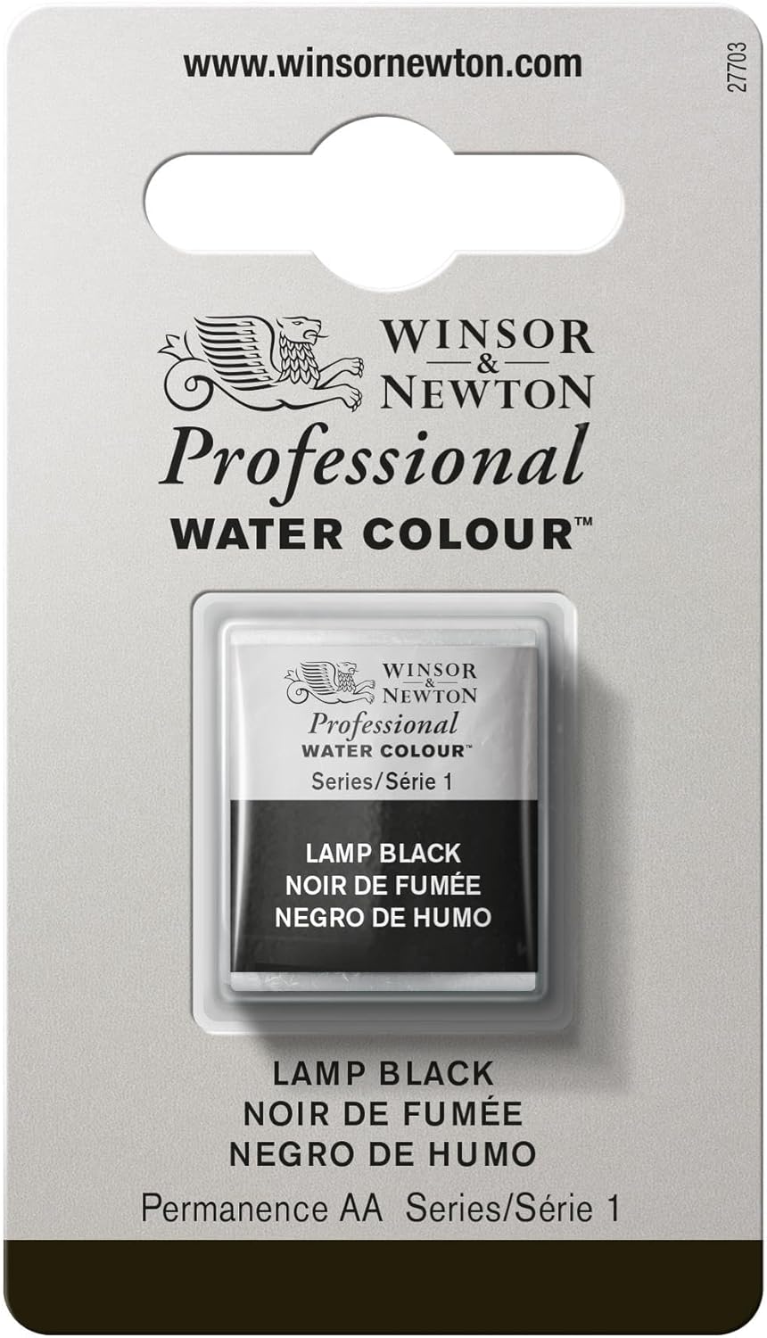 Winsor & Newton Professional Watercolor, Half Pan, Lamp Black