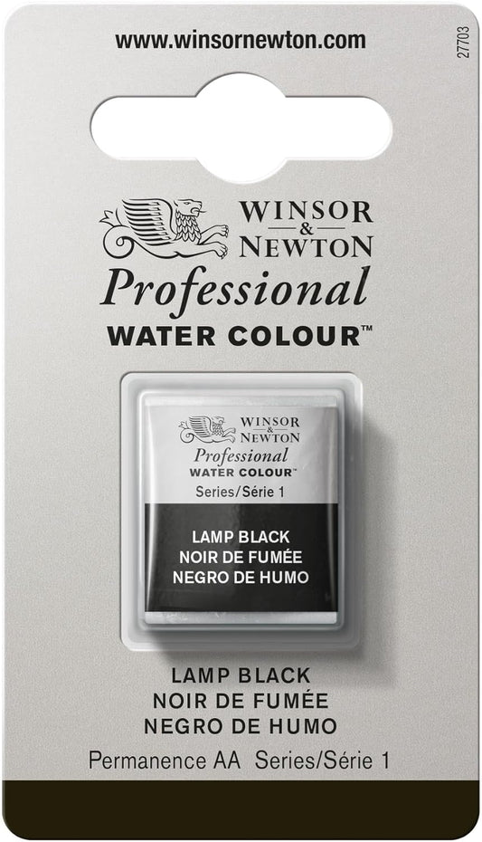 Winsor & Newton Professional Watercolor, Half Pan, Lamp Black