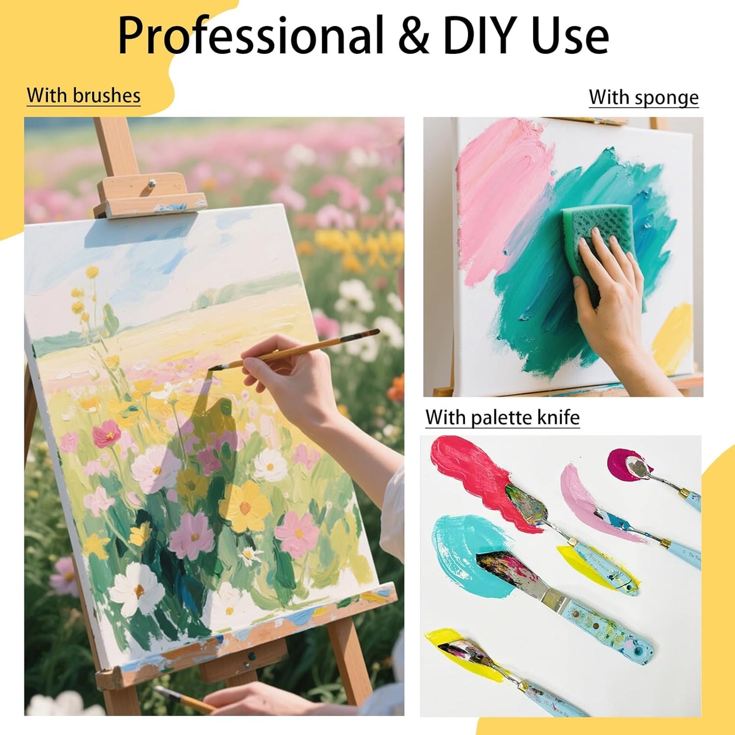 SNOWSUN Acrylic Paints, Large Bulk Heavy Body Acrylic Paint (42.4 oz, 1L) - Non Toxic Gloss Thick Art Paint for Multi-Surface, Ideal for Canvas Wood Ceramic Fabric and Leather, Stone Craft, for Artists & Beginners, Earthy Yellow