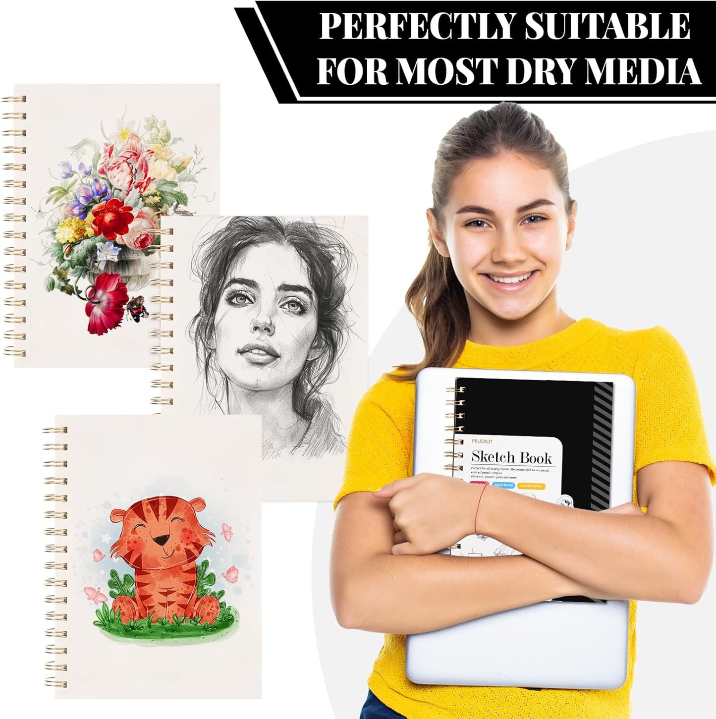 Sketch Book with 12 Color Pencil Set, 90 Sheets Spiral Sketchbook for Drawing (68lb/100gsm), Acid-Free Sketch Pad for Kids Artist, Art Paper Drawing Supplies for Gifts (5.5×8.5 inch)