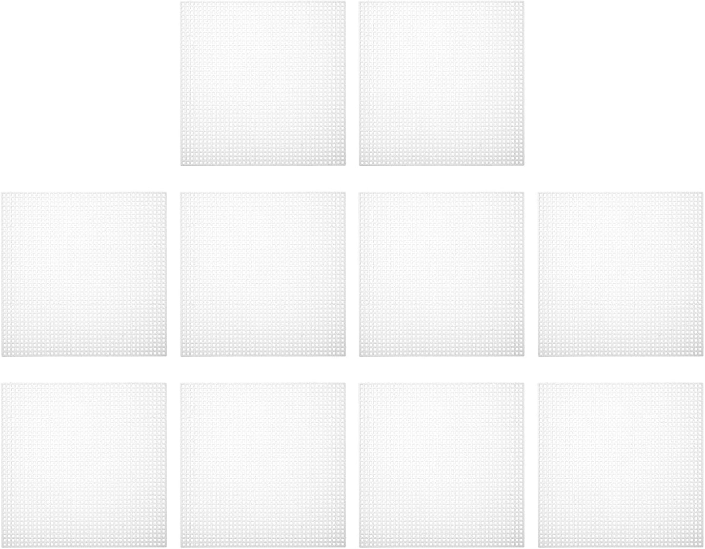 PATIKIL Plastic Mesh Canvas Sheets,10Pcs 5.5 x 5.5inch Cross Needlework Blank Yarn Crafting for Embroidery DIY Bookmarks Cup Mats, White, Square