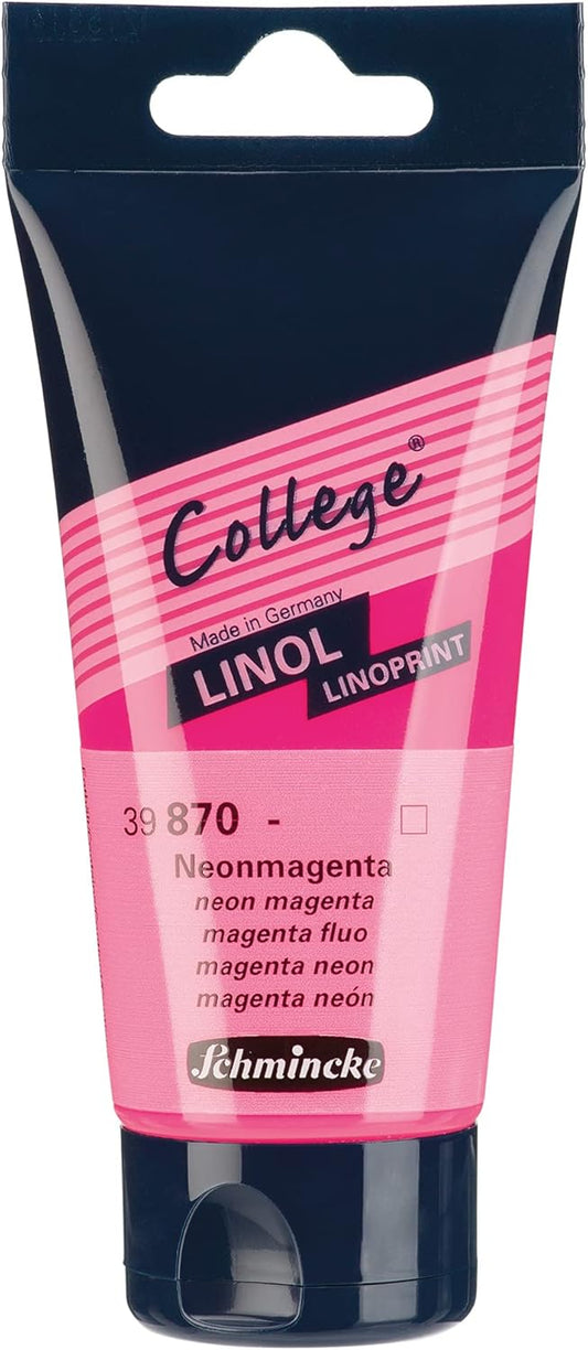 Schmincke - College Linol, Artists' lino Printing Inks, neon Magenta in 75 ml Tube, 39870013, Low-Odour Water-Based lino Printing Ink, lightfast, Even Print