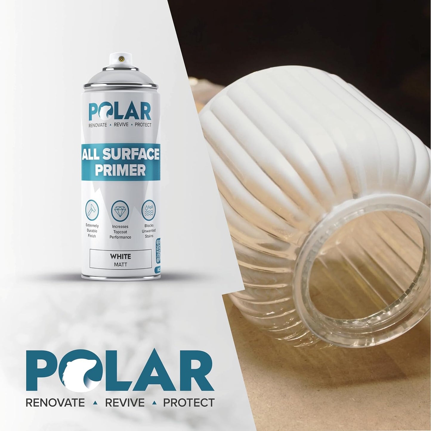 Polar All Surface Primer Matte Gray - 2 x 13.5 Fl Oz - Ideal for Wood, Metal, Plastic, Brick - Enhanced Adhesion & Quick Drying