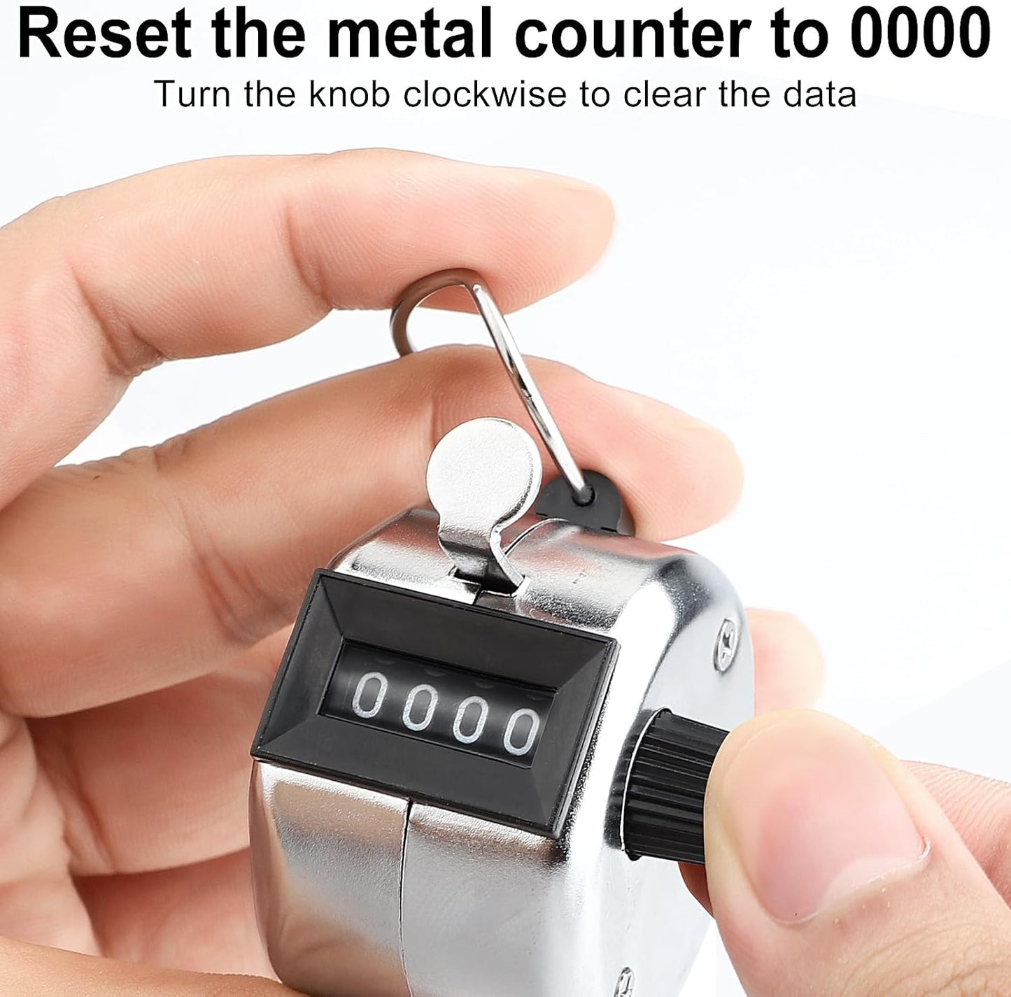 2 Pack Hand Tally Clicker Counter – 4 Digit Metal Mechanical Hand Counter with Lanyard for People Counting, Lap Tracking, Knitting, Pitch, Golf, Coaching, Umpire, Events