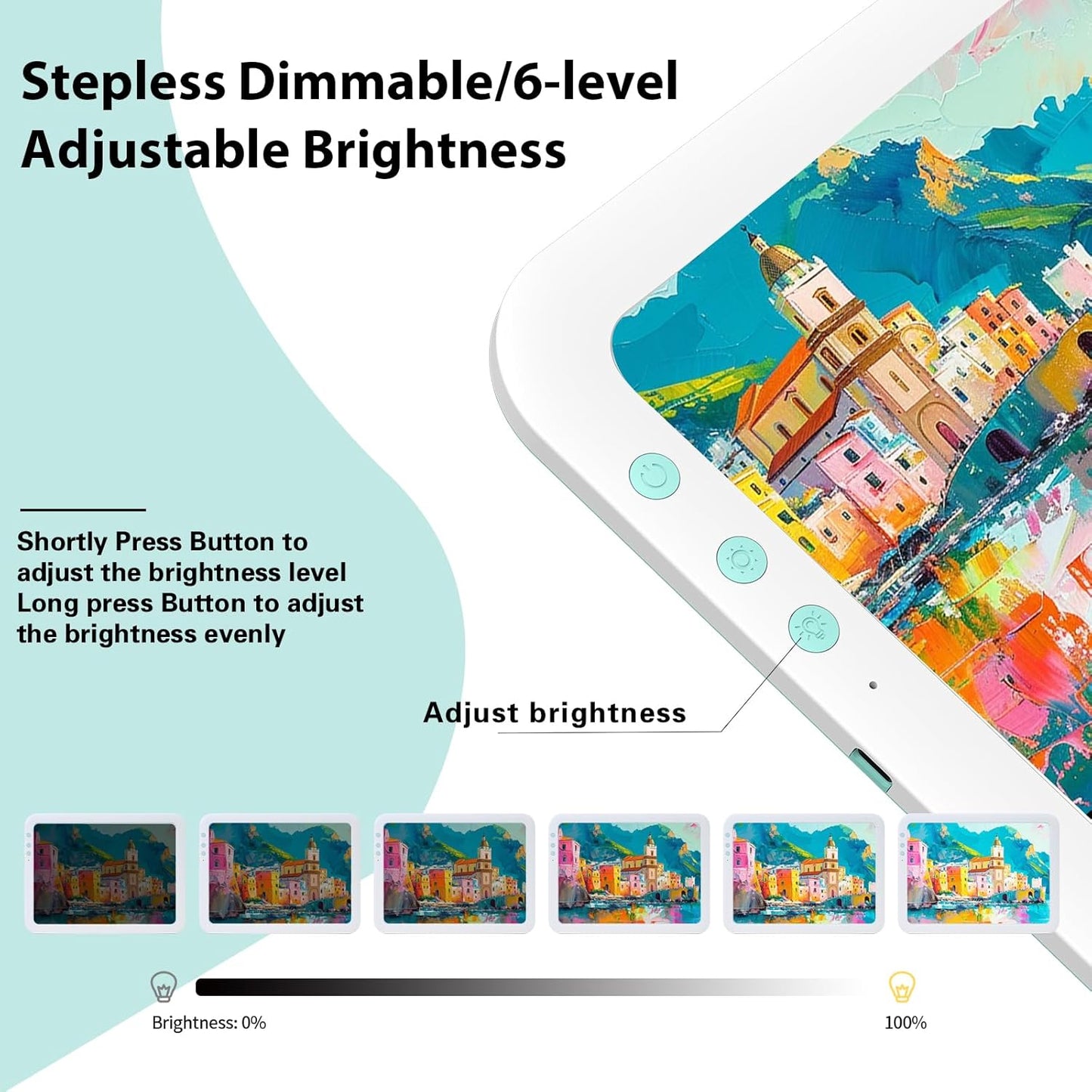 HIUKCOLED Wireless Battery Powered A3 Light Pad, 3 Colors Stepless Dimmable and 6 Levels Brightness Light Board, Rechargeable LED Light Tracing Box for Diamond Painting,Cricut Weeding Vinyl Tools