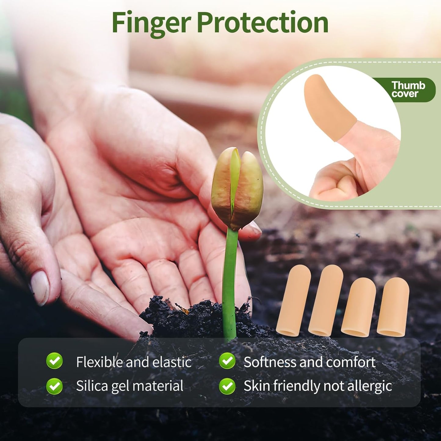 Gel Finger Cots, Silicone Finger Protectors, Finger Sleeves Tip Protectors, Fingertip Bandages for Trigger Finger, Finger Arthritis, Finger Cracking, Hand Eczema Pain Relief