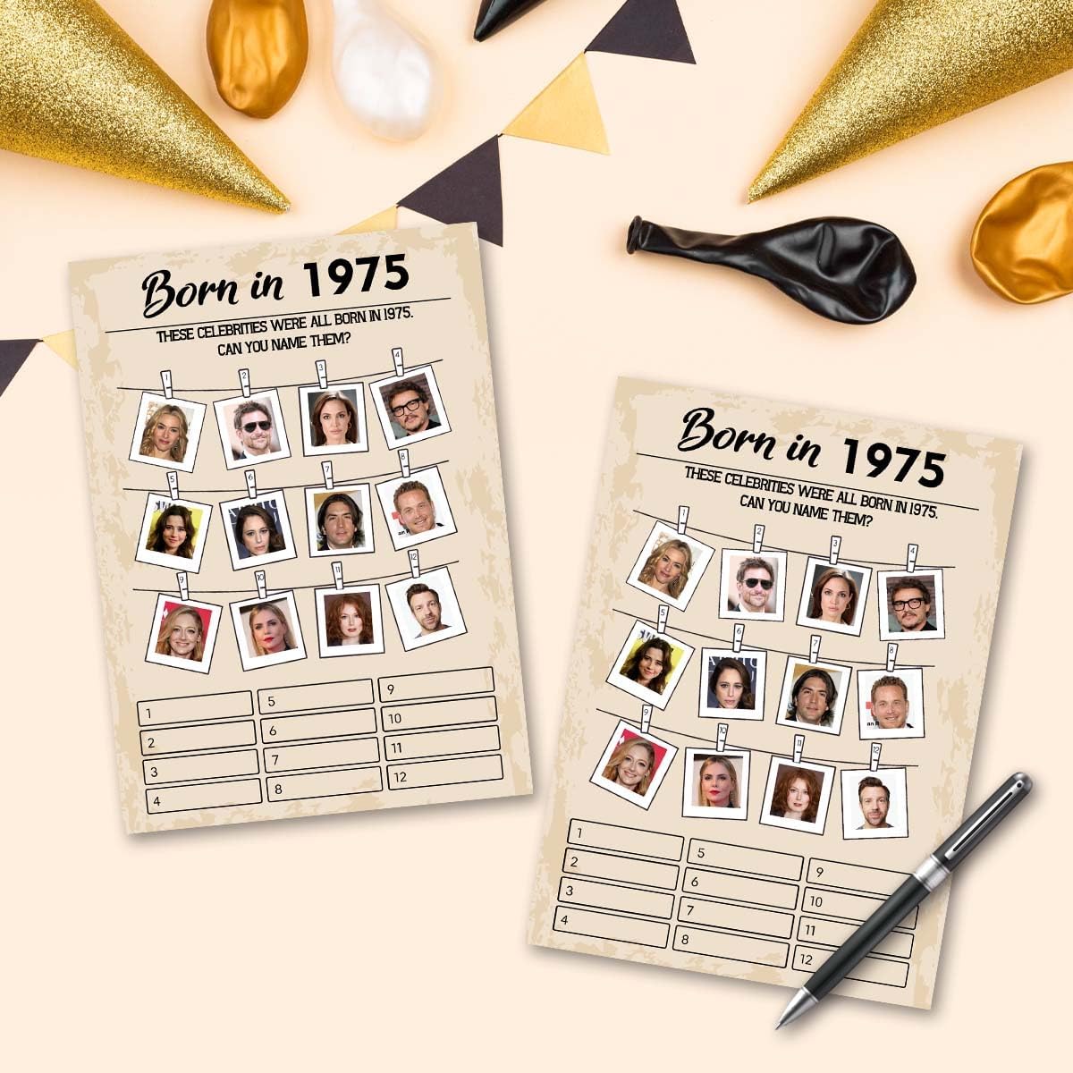50th Birthday Party Games, Born in 1975 Games, Birthday Party Supplies for Adults, Fun 1975s Party Game，Pack of 30 Cards