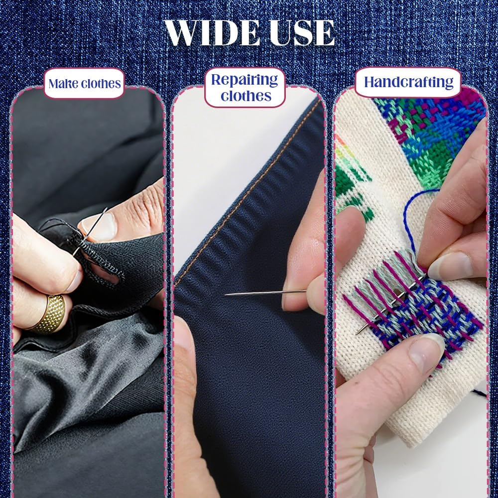 Big Eye Steel Sewing Needles Kit, 37PCS Sewing Tool Set, Portable Needle and Thread Kit for Leather Sewing DIY Craft Set, Large-Eye Stitching Needles Sewing Repair Kit for Beginners, Older