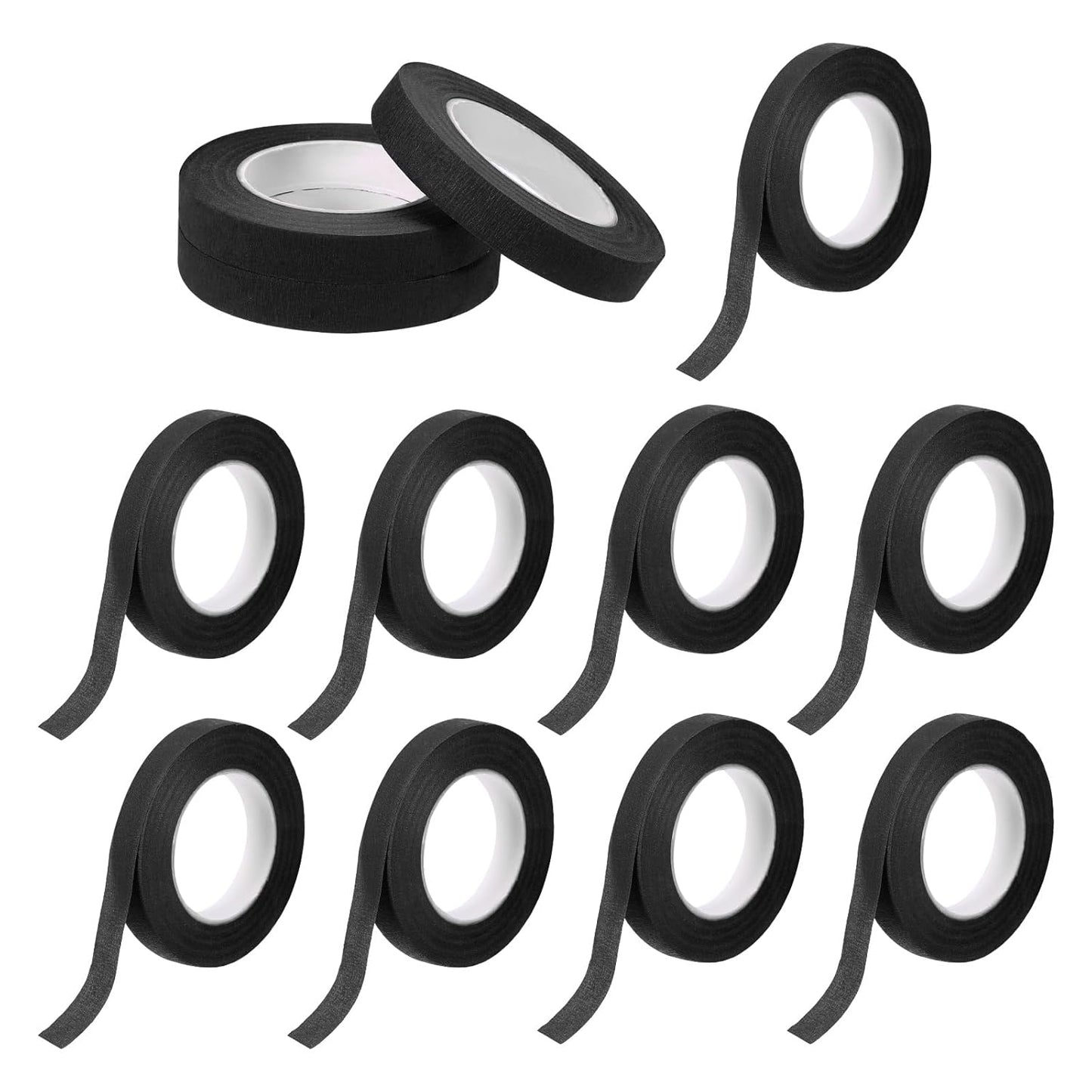 MECCANIXITY 12 Rolls Floral Tapes, 30 Yard x 1/16 in Florist Crepe Flowers Bouquets Tape Adhesive Waterproof for Flower Arranging Wrapping, Black