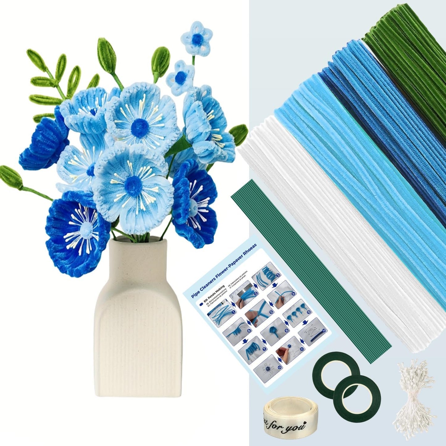 400 Pcs Pipe Cleaners Craft – 4 Colors Chenille Stems for Crafts, DIY Art Supplies, Fuzzy Sticks for Crafting Flowers, Wedding & Valentine's Day Decorations, Kids School Craft Kit