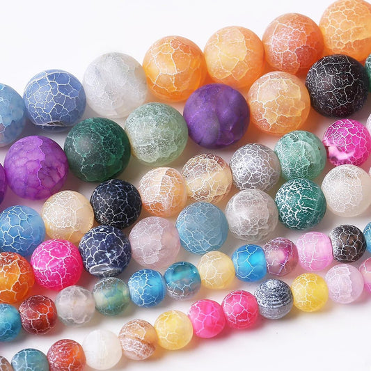 60PCS 6MM Weathered Agate Beads-Multicolo Stone Beads Energy Healing Beads for DIY Jewelry Bracelet Necklace Making for Jewelry Making15Inch