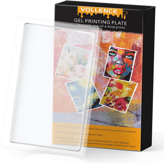 Vollence Gel Printing Plate - 8” X 10”Reusable Gel Monoprinting Plate for Press Art, Printmaking Supplies for Scrapbooking, Card Making, Arts and Crafts,Journaling,Collage