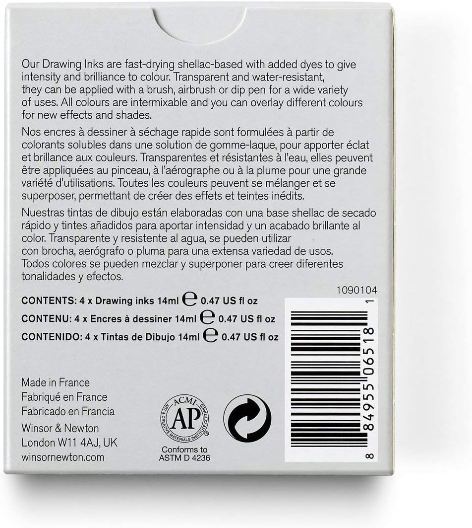 Winsor & Newton Collection Drawing Ink Set, Set of 4, Rich Tones