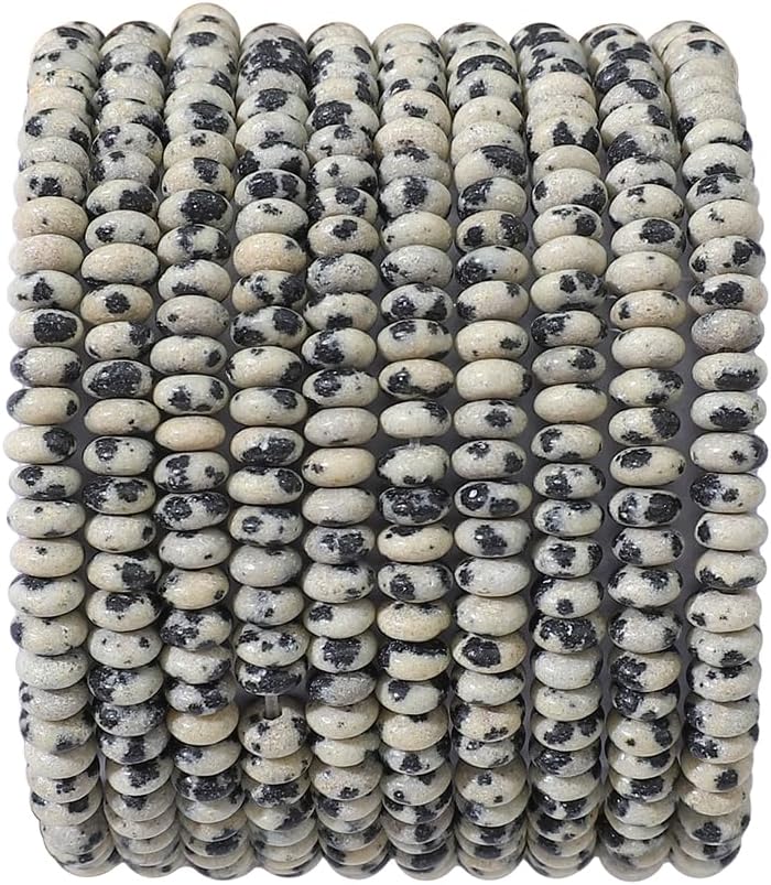 Natural Dalmatian Disk Stone Beads 4x2mm 160pcs Rondelle Loose Semi Gemstone Beads for Jewelry Making Design