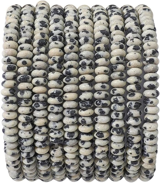 Natural Dalmatian Disk Stone Beads 4x2mm 160pcs Rondelle Loose Semi Gemstone Beads for Jewelry Making Design