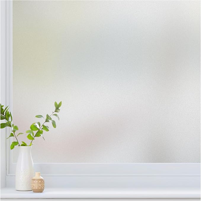 Haton Window Privacy Film Frosted Glass for Bathroom, Static Cling UV Sun Blocking Window Clings, Opaque Decorative Coverings Removable Sticker Heat Control Tint for Home Door, Pure 17.5" x 78.7"