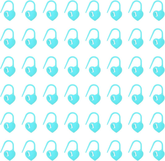 uxcell 200pcs Stitch Markers for Crocheting, Heart Shaped Crochet Marker Needle Clip Counter for Knitting Clothing Tag DIY Craft,Light Blue