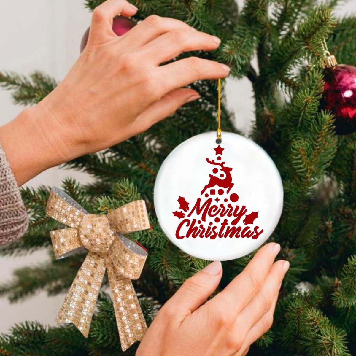 Small Christmas Stencils for Crafts Reusable 3inch Christmas Stencil Holiday Stencils for Painting on Wood Slice Tier Tray Gift Tag Decor