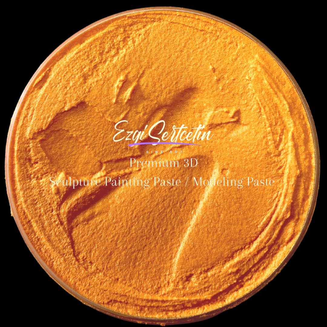 3D Sculpture Paste|Texture Paste|Decorative Plaster|Ready to Use|Unique Metallic Pearl and Neon Colors|Ideal for Artwork|Stencil|Flowers|Texture and Art Relief| 6 oz (Metallic Orange)