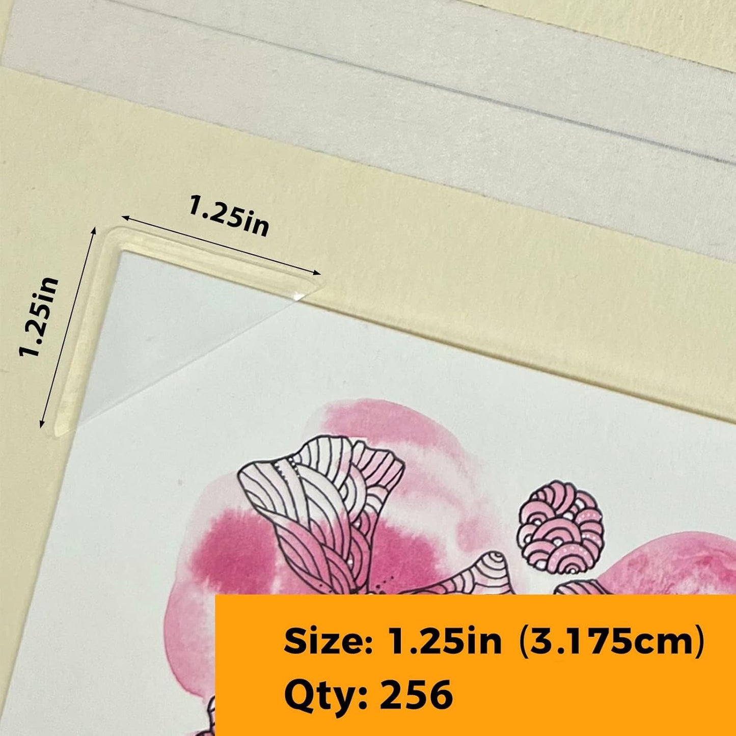 Lineco Acid-Free Archival Polypropylene Mounting Corners, Self Adhesive and Pressure Sensitive, 1.25", for Artwork Pictures and Documents (Qty:256)