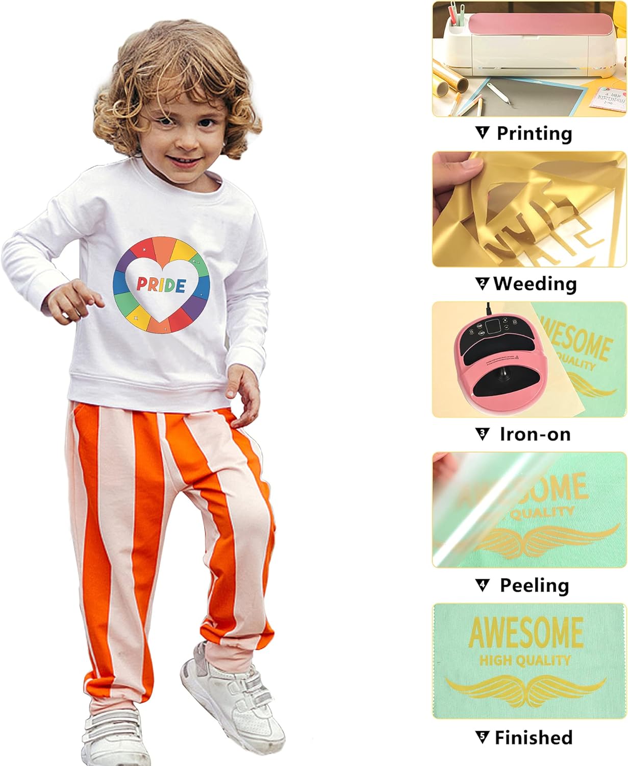 RENLITONG Gold HTV Iron on Vinyl 12Inch by 50ft Roll - Easy to Cut & Weed for Heat Vinyl Design