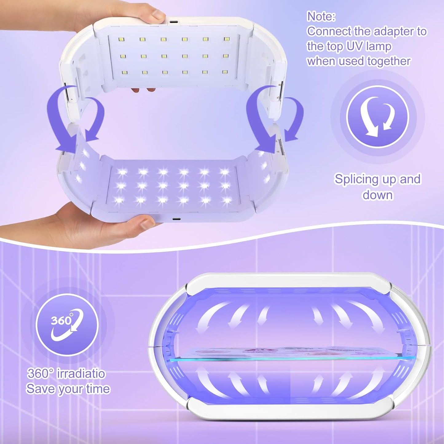 UV Light for Resin - Fast Curing UV Resin Light with Adjustable Time Setting Large Size 48W Two-Sided Portable Foldable UV Lamp with Silicone Mold Gloves