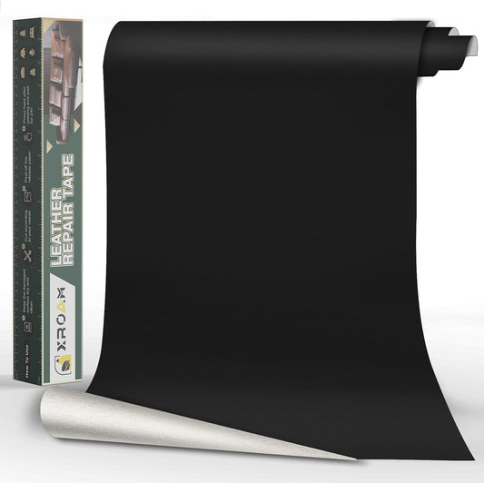 Leather Repair Tape, 16x40 inch Leather Patches for Furniture, Self Adhesive Leather Repair Patch for Sofas, Couches, Leather Covers, Seats, Chairs, Vinyl Repair Tape Black-Fine Grain