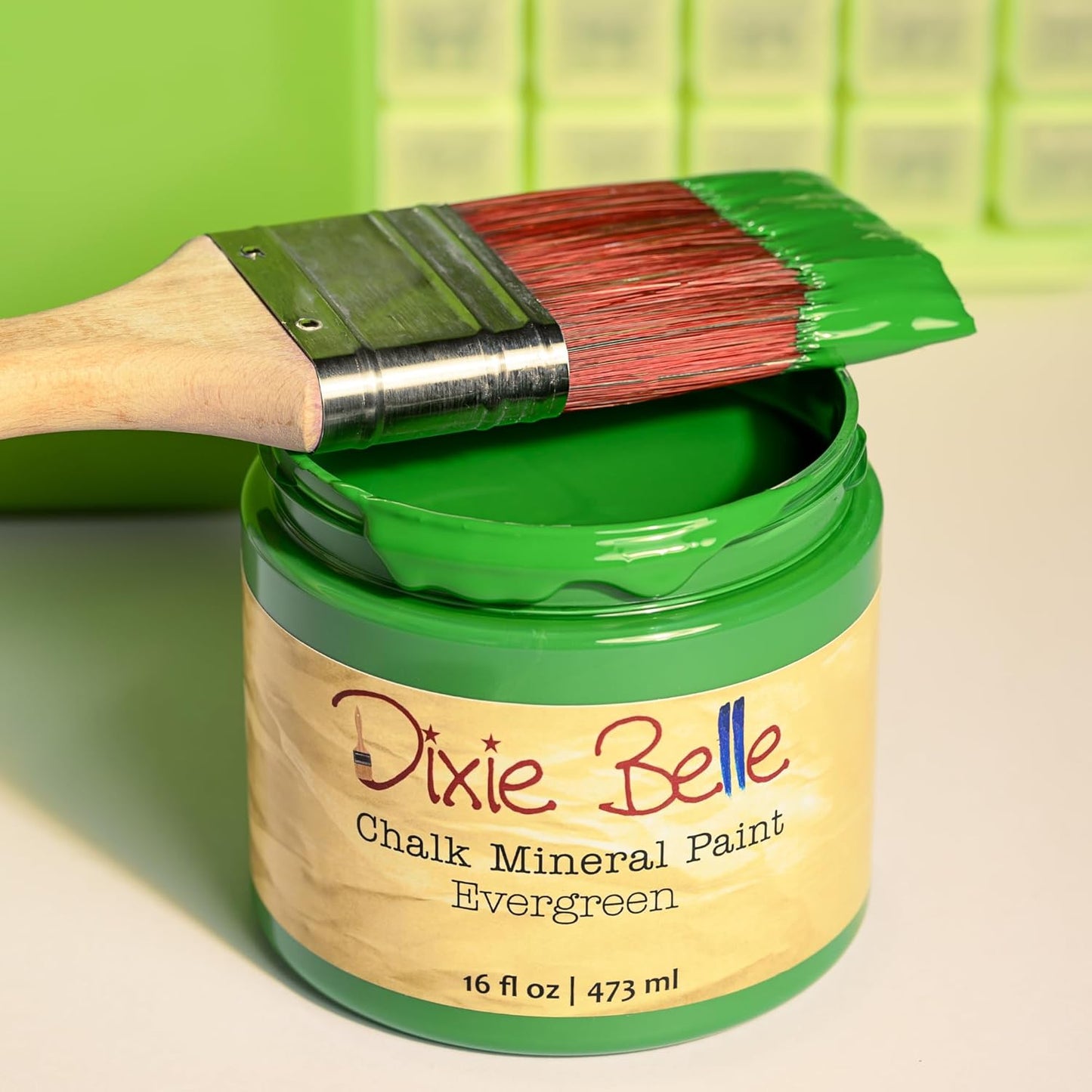 Dixie Belle Paint Company Chalk Finish Furniture Paint - Evergreen (8oz) - Matte Bold Green Chic Chalk Mineral DIY Furniture Paint