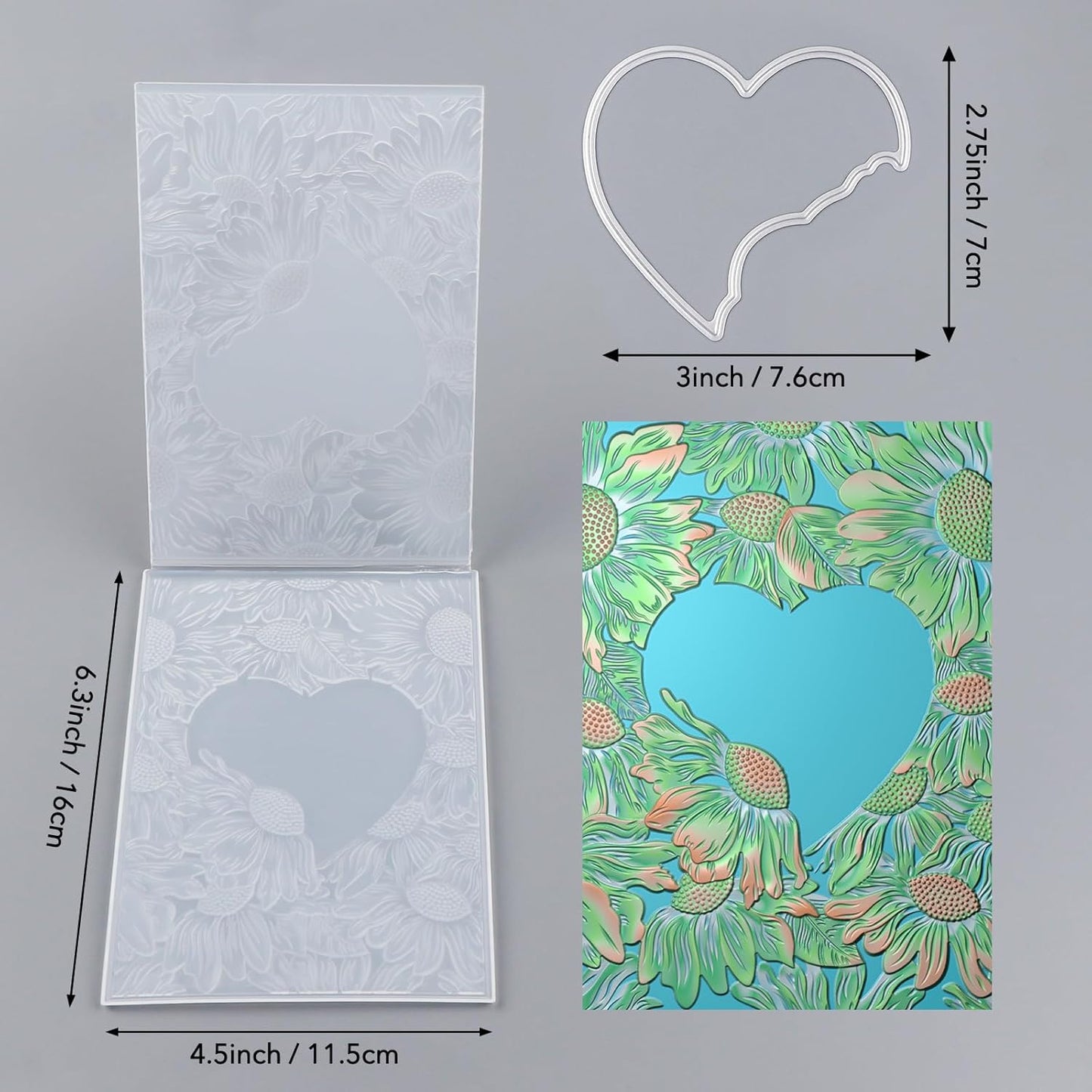 BAOFALI3D Embossing Folder and Metal Die Set for Card Making,Heart Leaves Background Plastic Textures Fades Embossing for Paper Crafting Handmade Crafts Wedding Valentine's Day Scrapbook Card Decorat