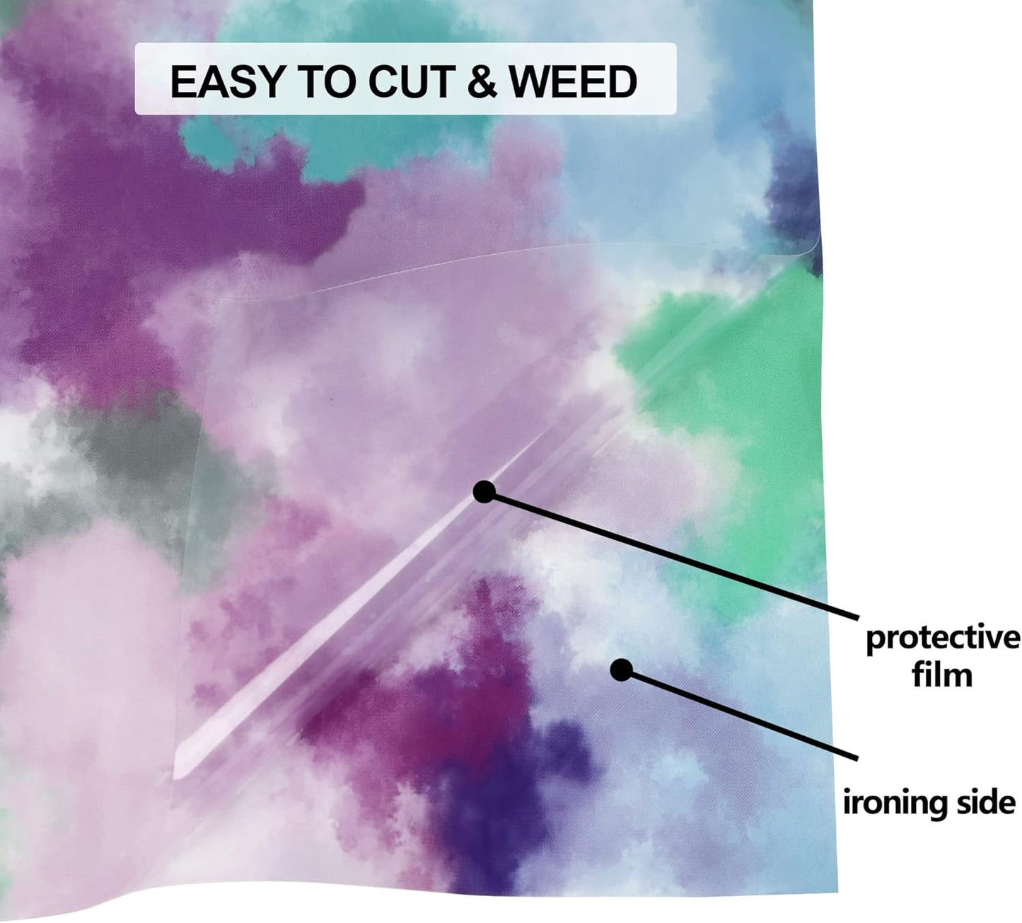 RENLITONG Tie Dye HTV Rainbow Heat Transfer Vinyl 10Inch by 10ft Roll Iron on DIY for T-Shirt Rolls Easy to Cut & Weed for Heat Vinyl Glossy