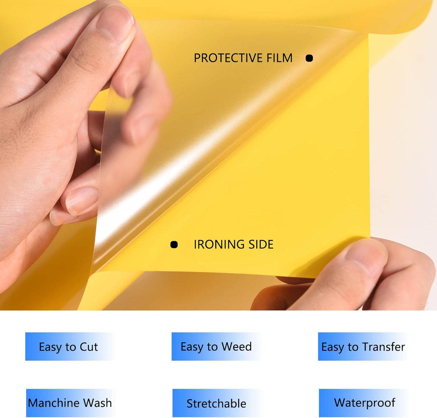 HTV Iron on Vinyl 12Inch by 25ft Roll Heat Transfer Vinyl for T-Shirt HTV Vinyl Rolls for All Cutter Machine - Easy to Cut & Weed for Heat Transfer Design (25ft, Yellow)