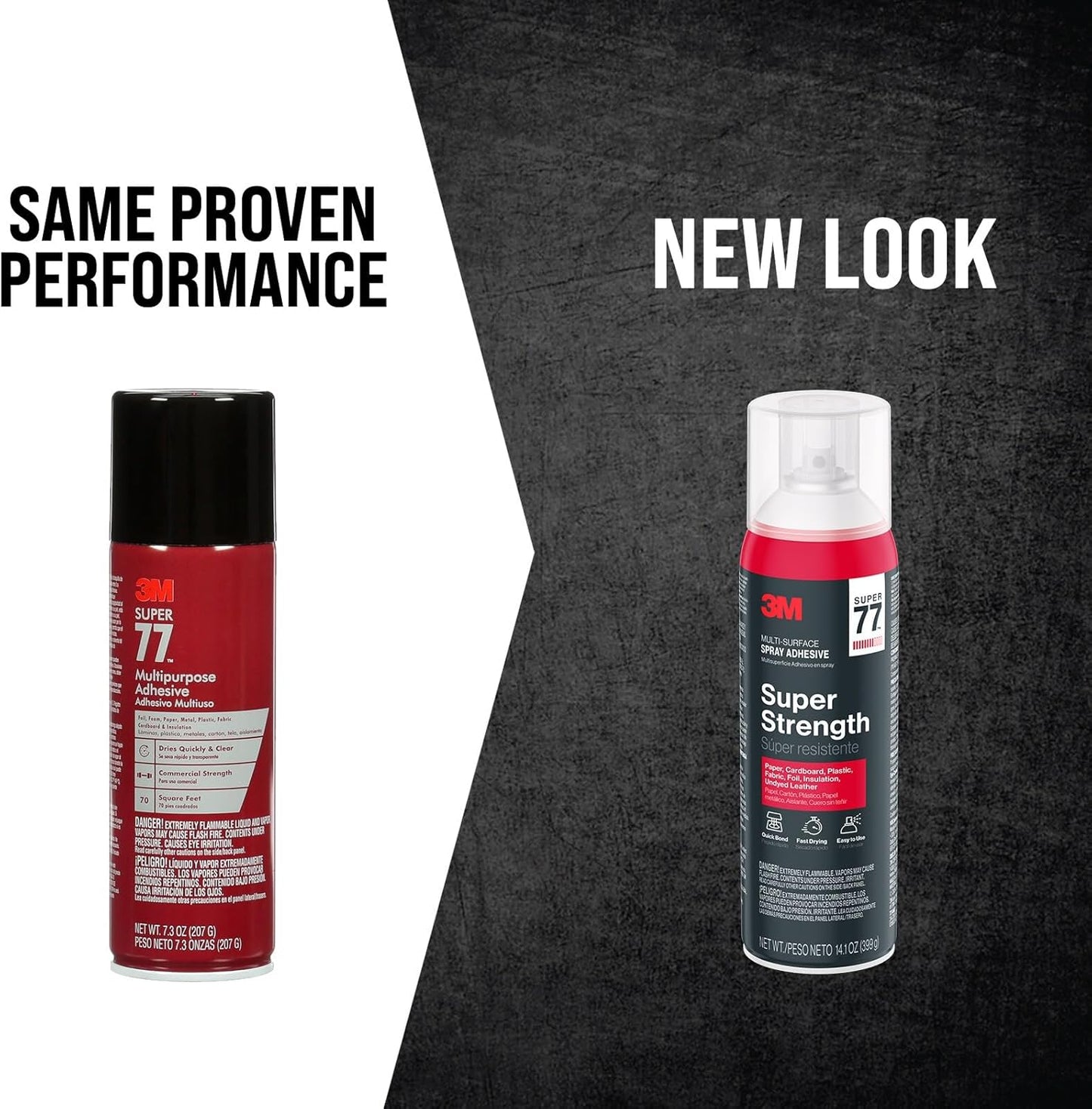 3M Super 77 Multi-Surface Spray Adhesive, 14.1 oz., Low VOC, Quick Bond, Fast Drying, Clear Finish for Foil, Foam, Paper, Metal, Plastic, Fabric, and Cardboard (77-NAT) (Pack of 2)