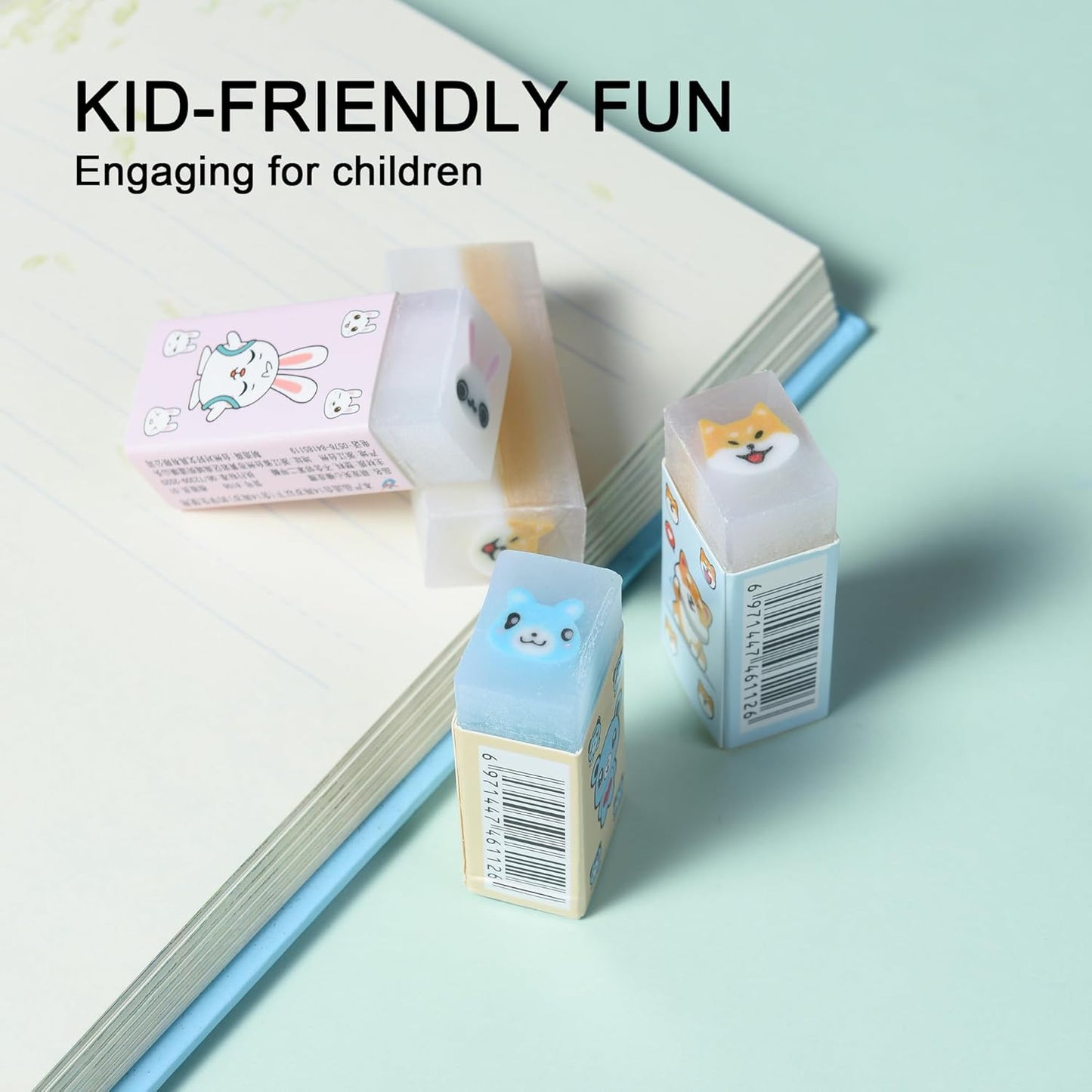 HILAZA 18Pcs Cute Animal Erasers for Kids Bulk, Kawaii Fun Pencil Jelly Erasers for School Classroom Supplies Prize Gifts Party Favors