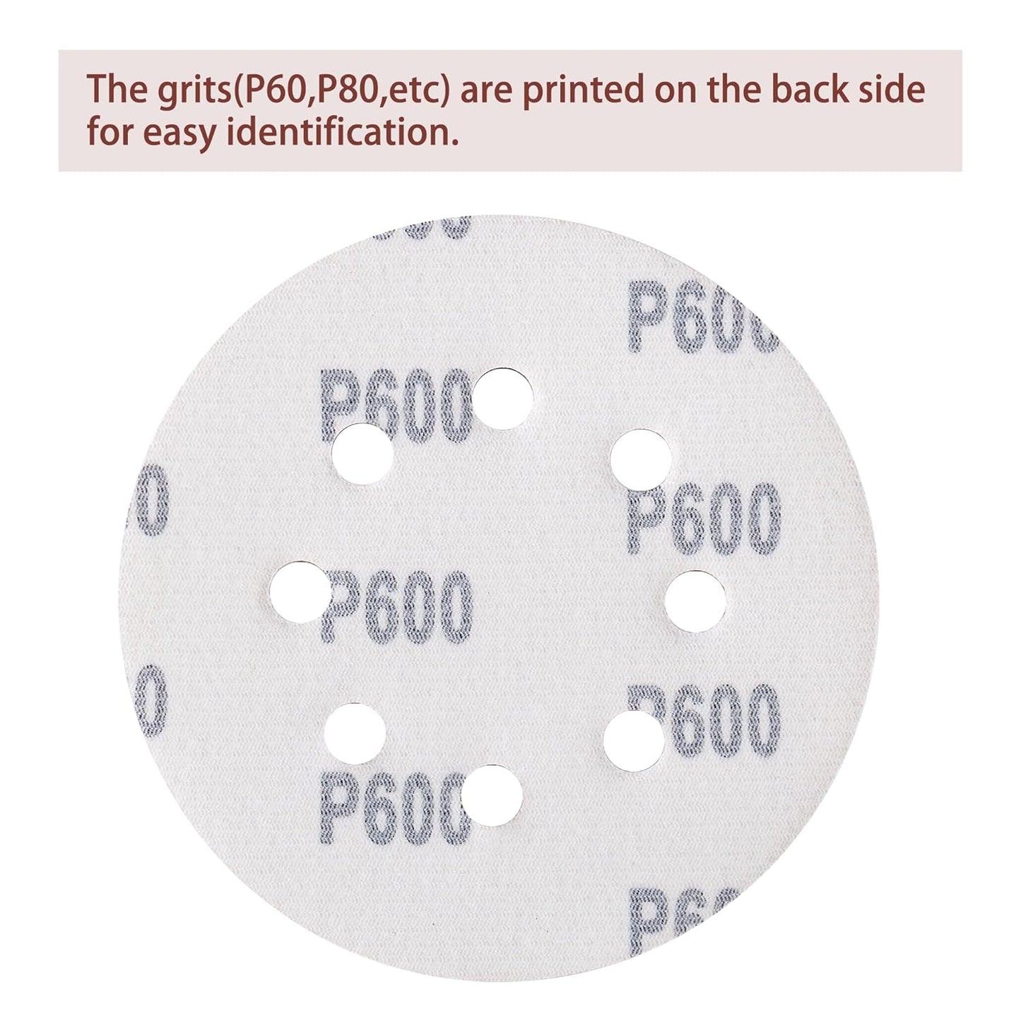 150pcs 600 Grit Sanding Discs, 5-Inch 8-Hole Sandpaper, for Woodworking or Automotive