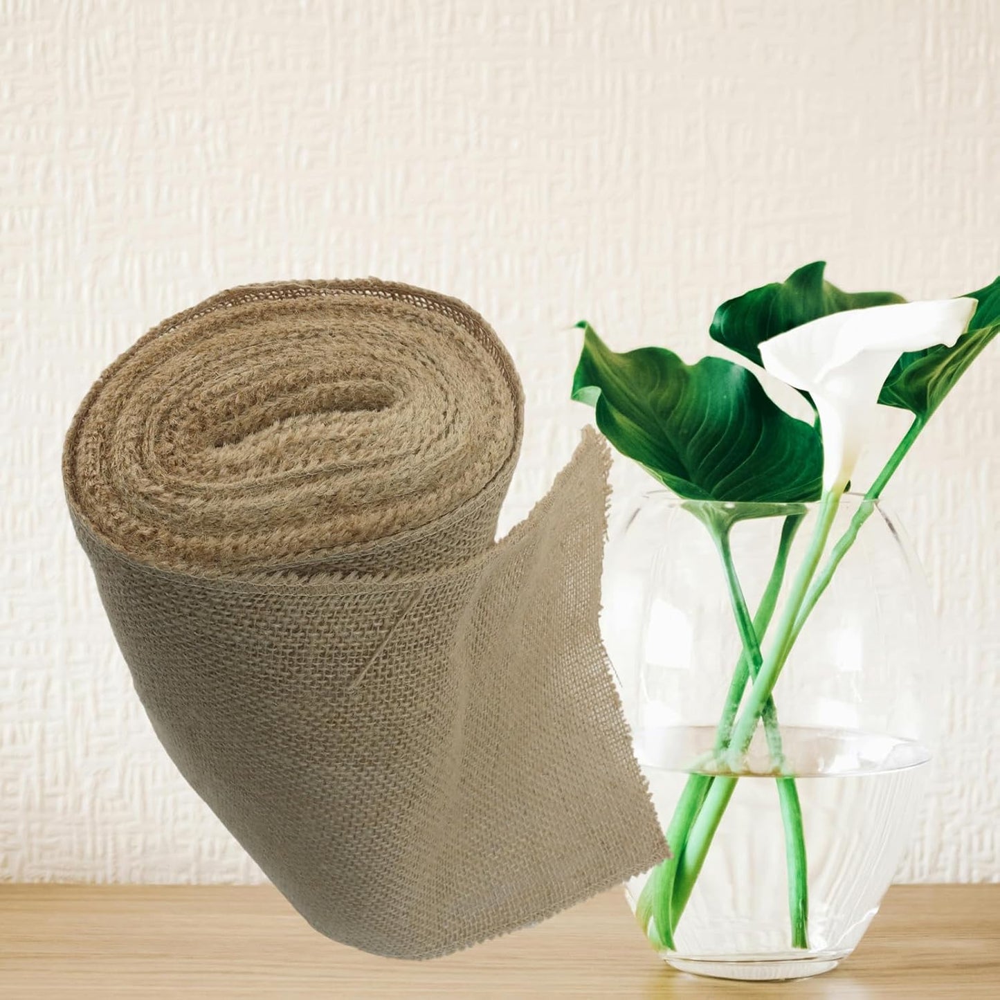 8" Wide Natural Burlap Fabric Roll - 10 Yards Jute Ribbon for Gift Wrapping, Wedding Decorations, Rustic Crafts, Wreaths & Home Decoration (20cm Wide)