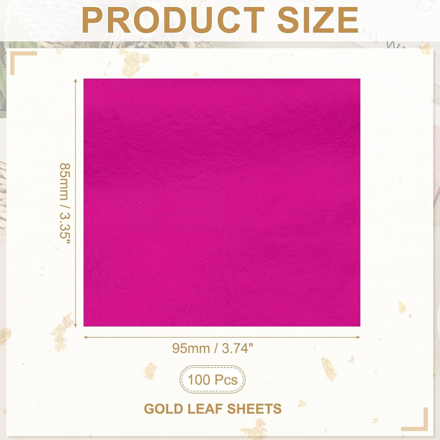 PATIKIL Gold Leaf Sheets for Art 3.7" x 3.4", 100 Pcs Gold Foil Sheet Metallic Leaf Papers for DIY Crafts Resin Furniture Nails Paintings Home Decoration, Pink