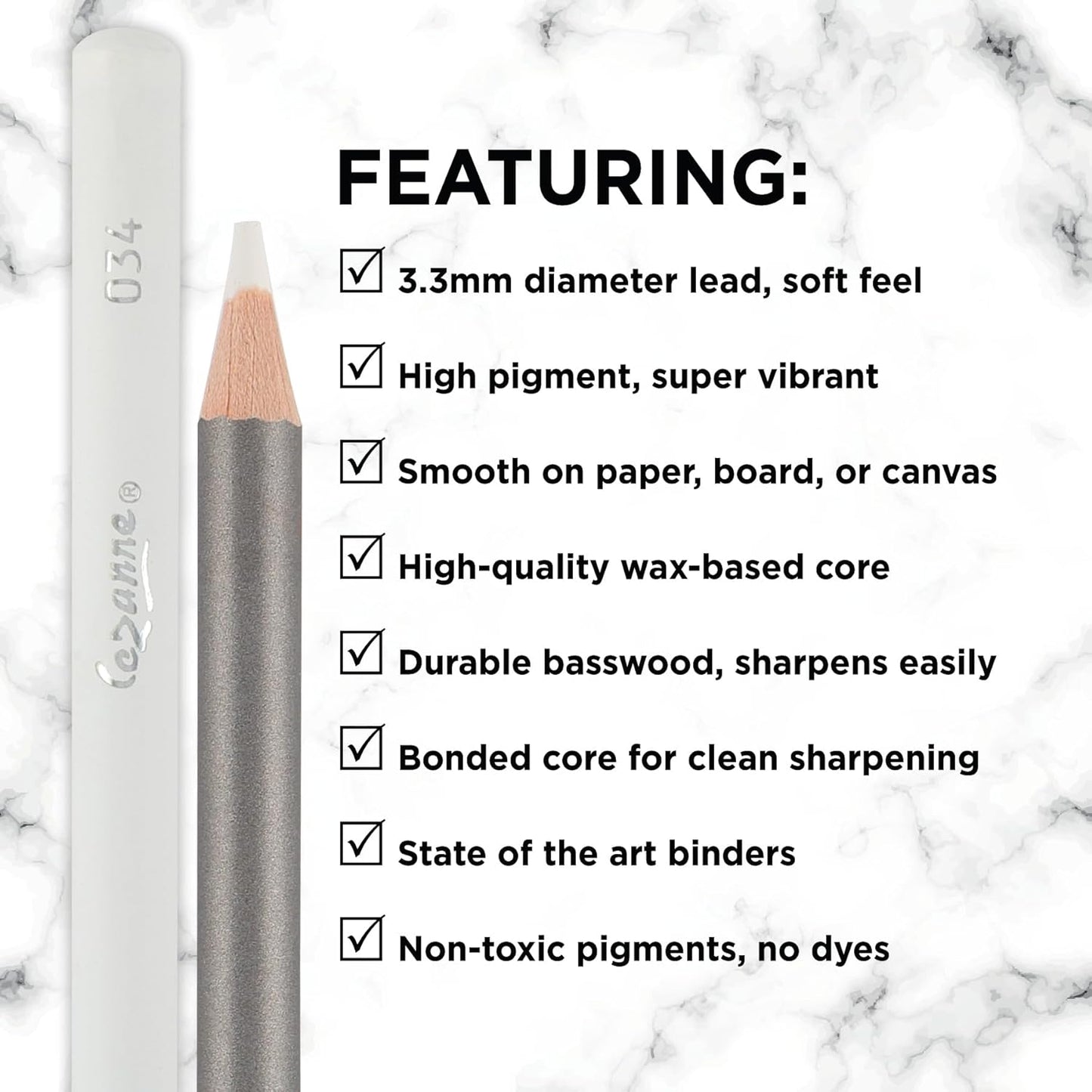 Creative Mark Cezanne Premium Colored Pencils Black Set of 12 - Highly-Pigmented Coloring Pencils for Drawing, Blending, Coloring, and More