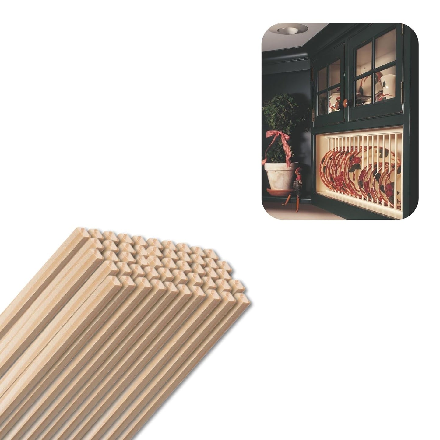 Pine Square Dowels (1/4" x 36", Pack of 50) | Variety of Diameters & Wood Species | Unfinished Wooden Dowel Rods for Crafts & DIY Home Projects | Curtain Rod, Macrame Supplies, Moulding Trim, Flagpole