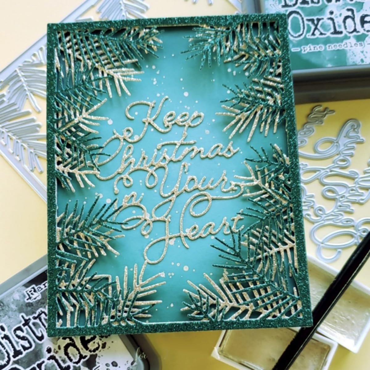 Mvchifay Cutting Dies Happy Birthday Metal Stencils Scrapbooking Tool DIY Emboss Paper Card Making (Coniferous Frame-11x14cm)