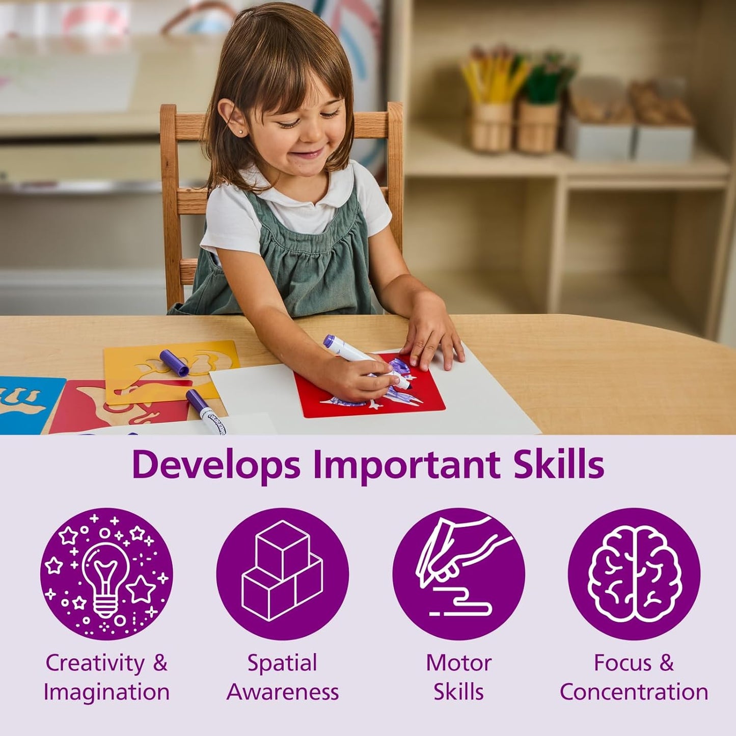 Washable Plastic Dinosaur Stencils - Set of 6