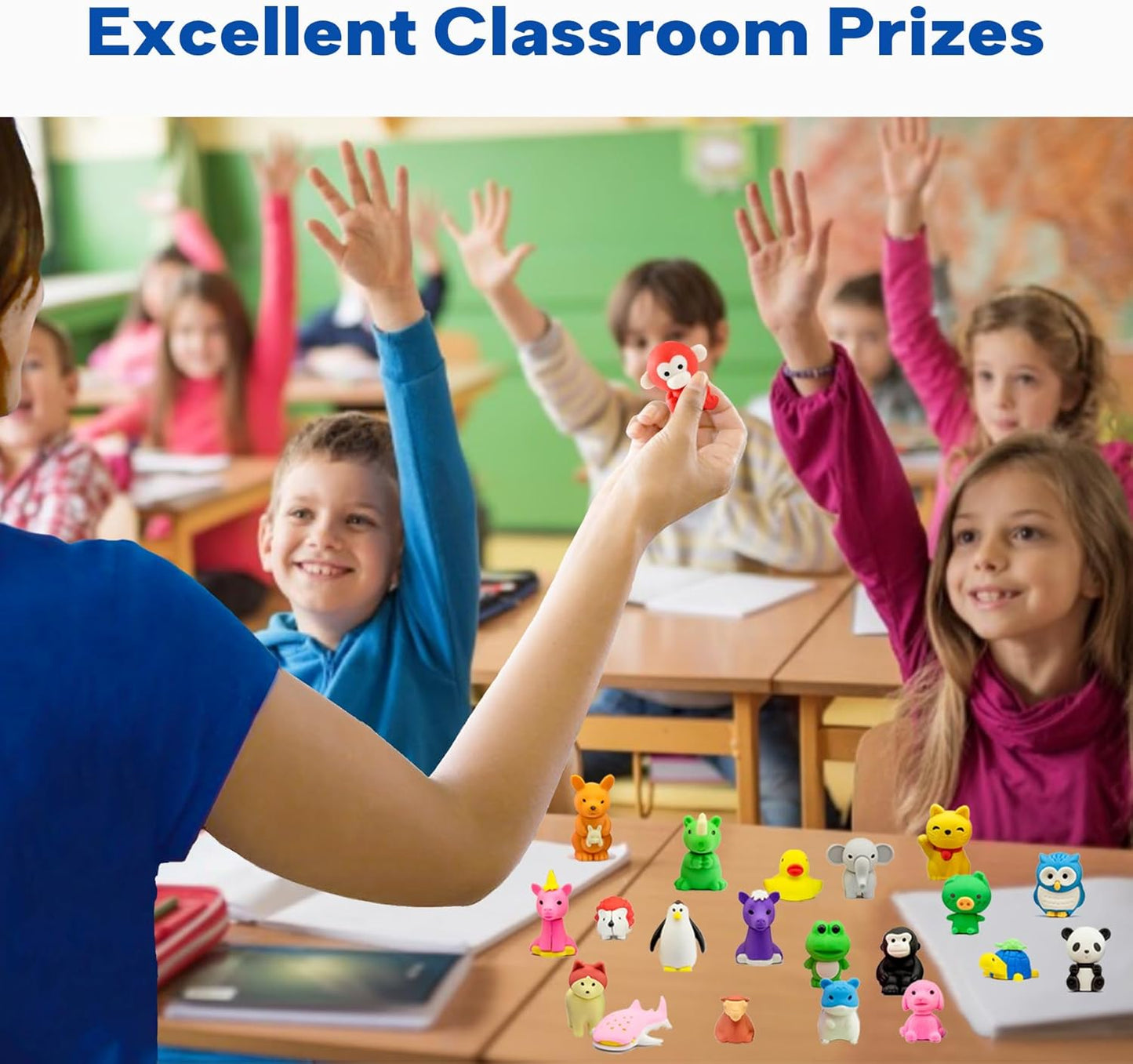 Animal Erasers for Kids, 65 Pcs Kids Pencil Erasers Bulk Puzzle Erasers for School Classroom Prizes