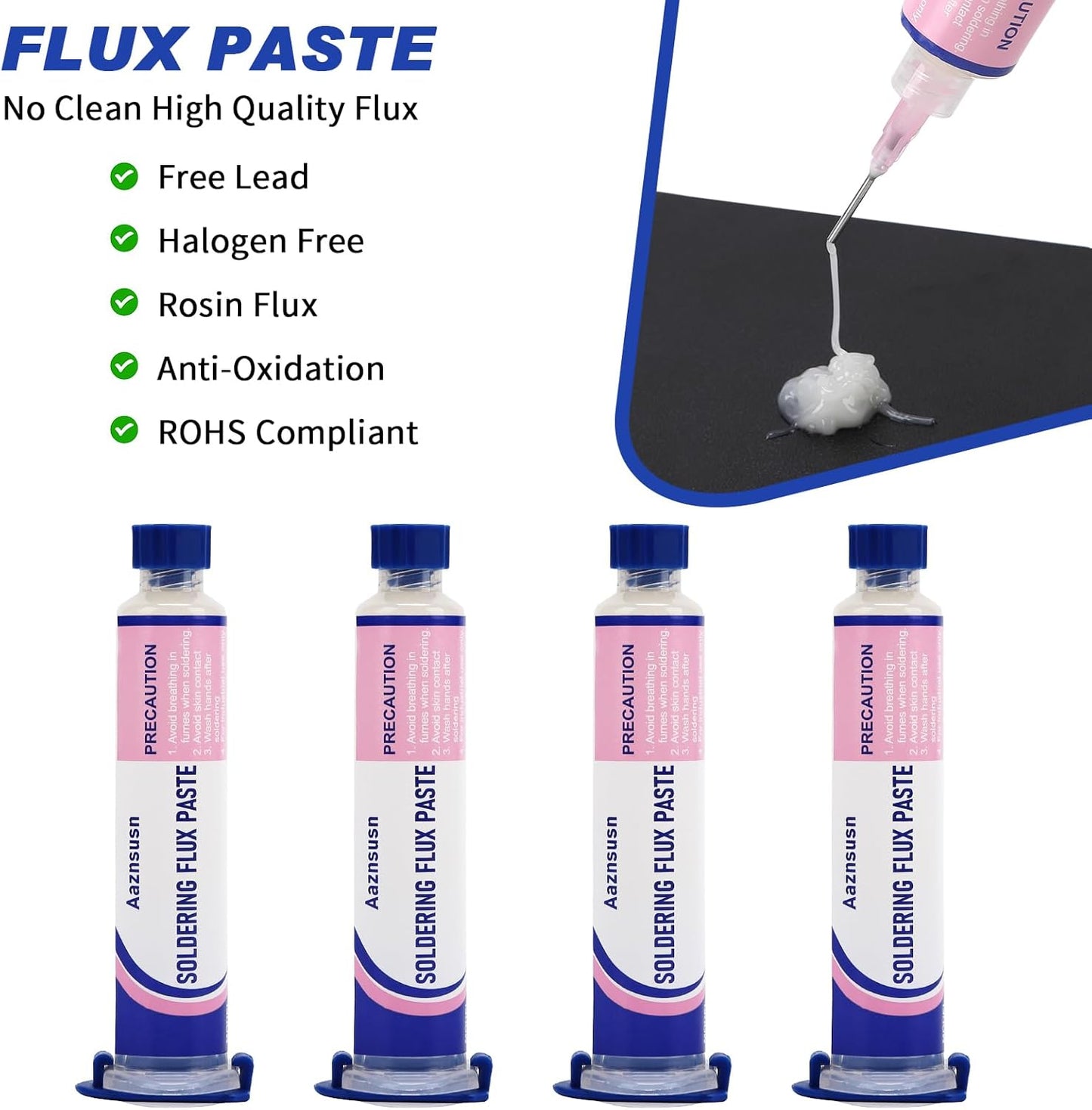 Solder flux for Electronics Soldering, No Clean Soldering Flux Paste (10CC) & Desoldering Wick (2pcs)