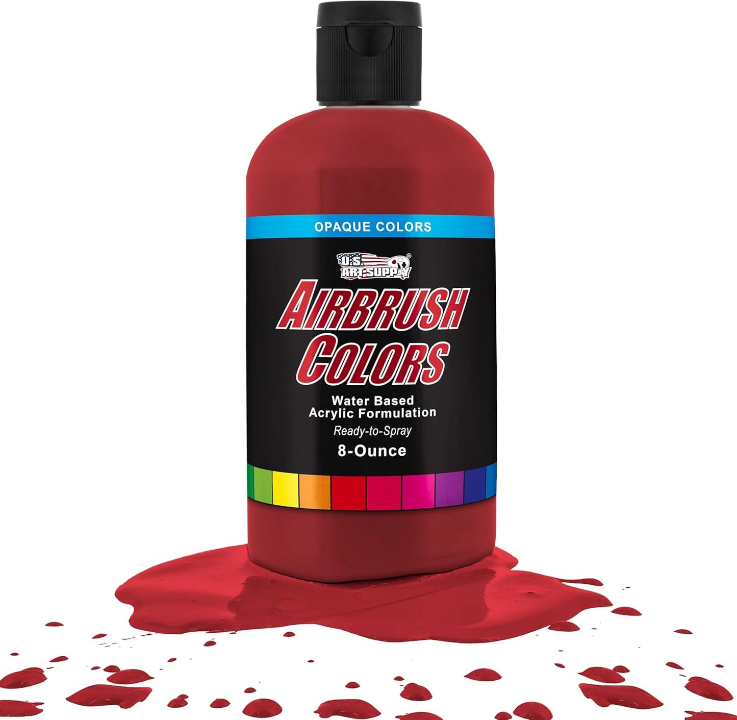 U.S. Art Supply Opaque Crimson Red Acrylic Special Effects Airbrush Paint - 8oz Ready to Spray Air Brush Paint for Nails, Models, Fabric - Water-Based Air Brush Painting