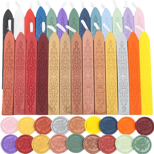 26Pcs Wax Seal Sticks with Wicks, Assorted Colors Wax Sealing Sticks Great for Letter Seals Waxing Stamp Wedding Invitations, Packaging Decoration (26)