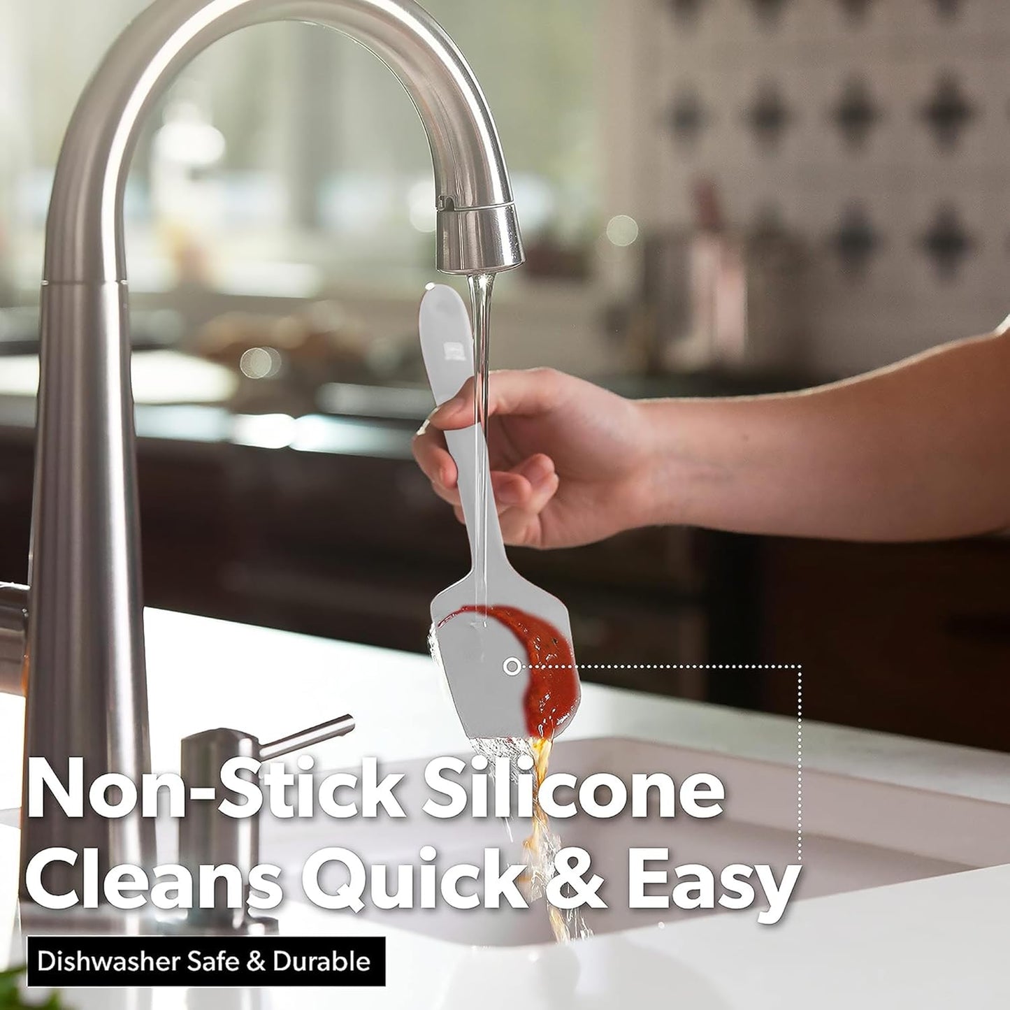 DI ORO Silicone Spatula Set - Rubber Kitchen Spatulas for Baking, Cooking, & Mixing - 600°F Heat-Resistant & BPA Free Silicone Scraper Spatulas for Nonstick Cookware - Dishwasher Safe (4pc, Stone)