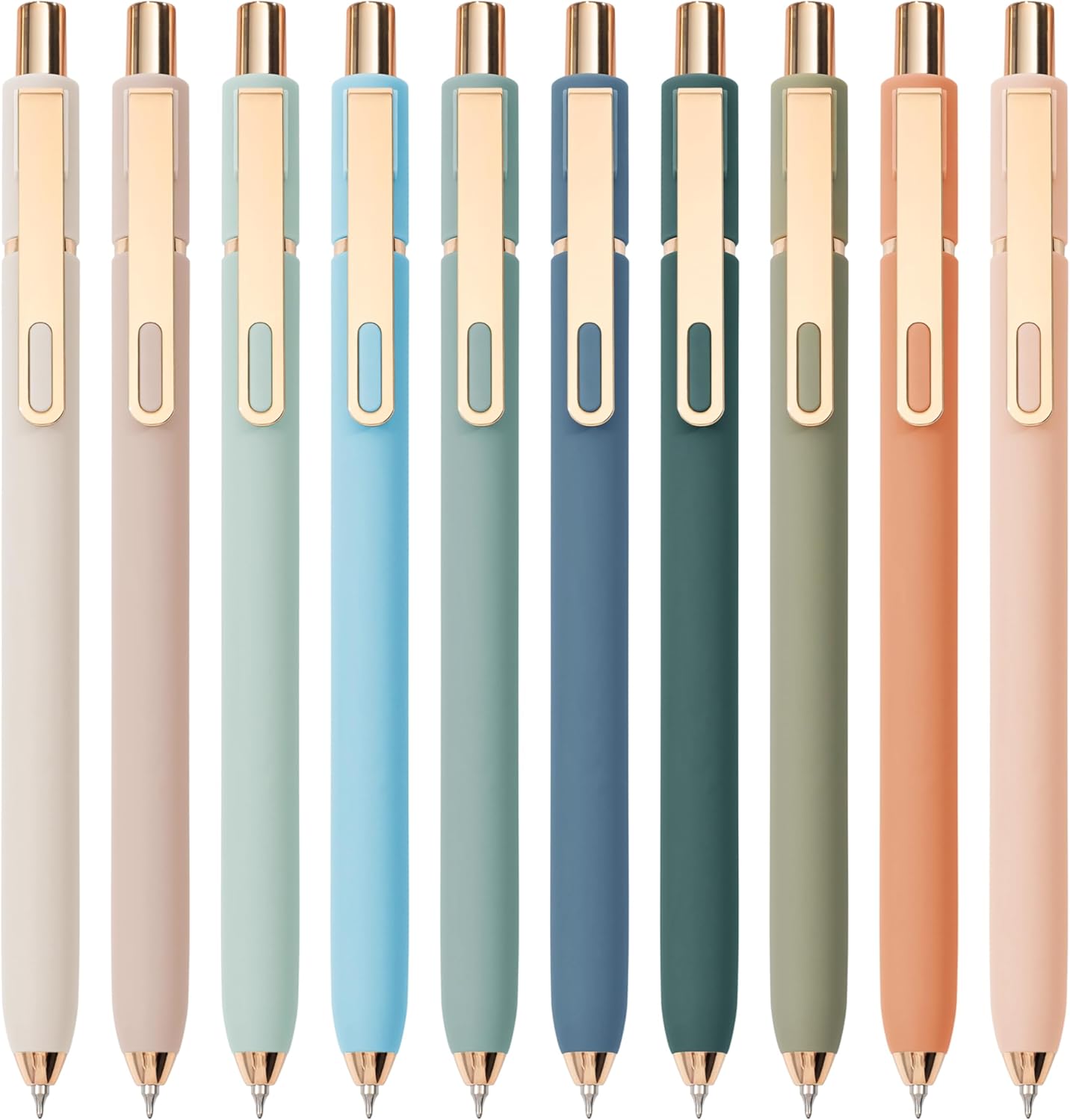 Linbsunne Gel Pens Black Ink Pens for Office 0.5mm Fine Point Pen Smooth Writing Retractable (Metal gold clip-10 pcs)