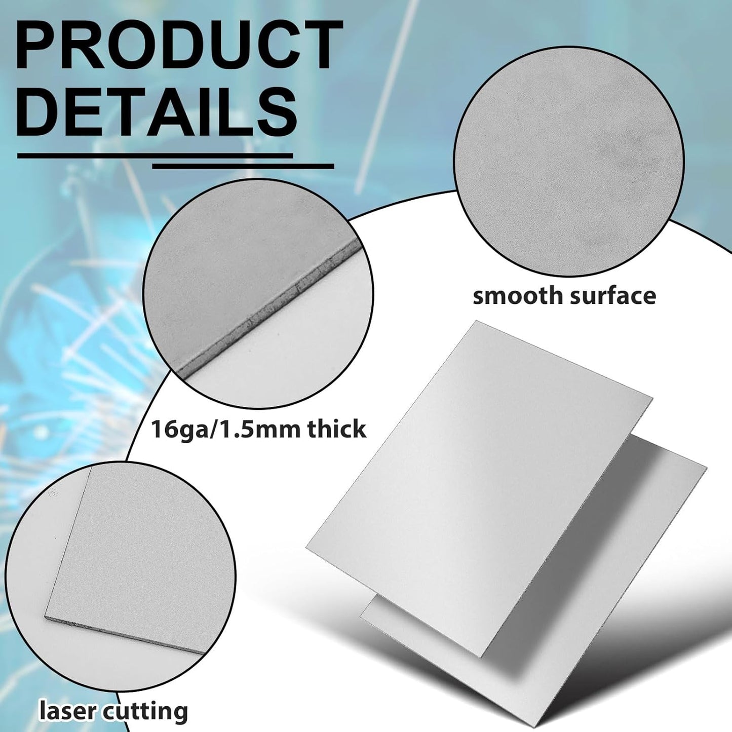 4 Pcs 12 x 8 in Mild Steel Sheet Metal Cold Rolled 16 Gauge 0.06 in (1.5mm) Thick Weldable Metal Carbon Plate Square Panels for Outside Industrial DIY Use Projects Weld Accessories