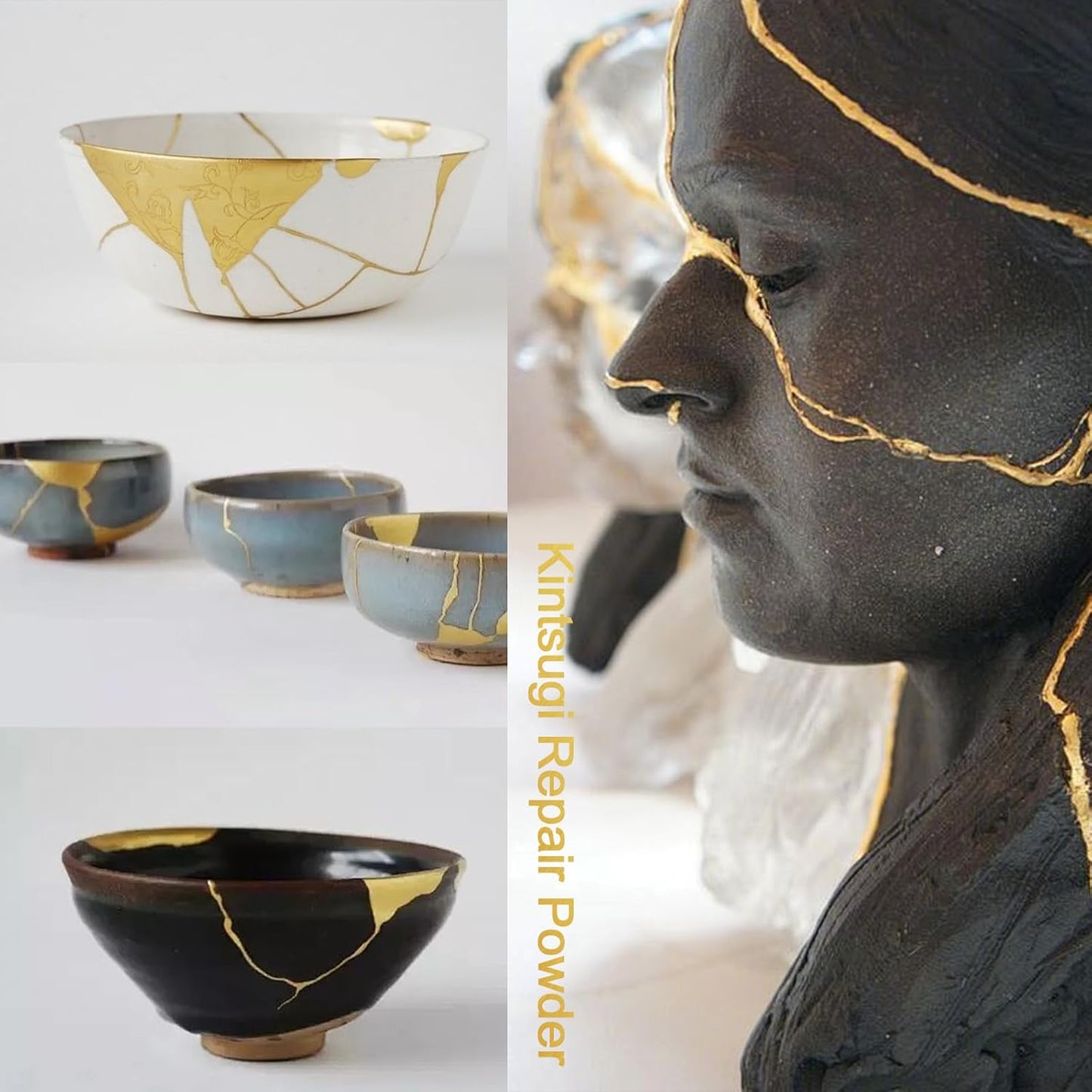 Renfio Metallic Pigment Powder,Gold Mica Powder for Resin,50ml Golden Resin Color Pigment for Kintsugi,Polymer Clay,Crafts,Slime,Candle,Nail,Paint,Fabric,Festival,Decoration