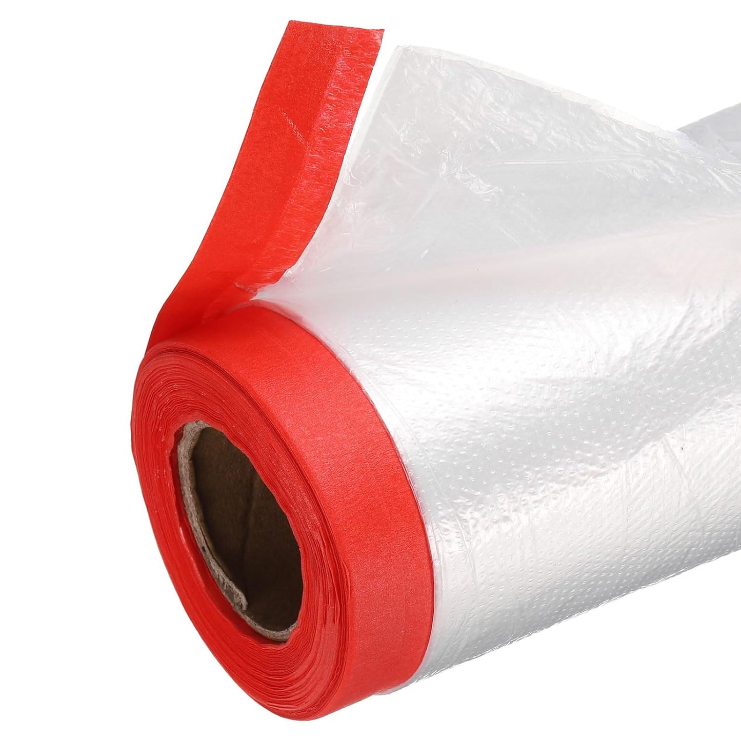 uxcell Pre-Taped Masking Film, 3.6ft x 66ft High-Tack Painters Tape Plastic Drop Cloth with High-Tack Painters Tape for Painting Protection Red 4Pcs